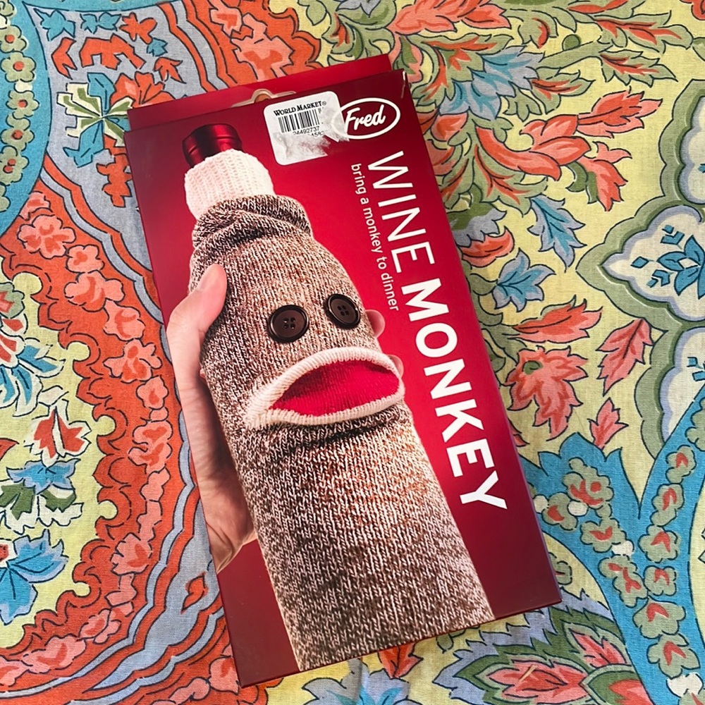 NWT Genuine Fred WINE MONKEY Sock Monkey Bottle Caddy